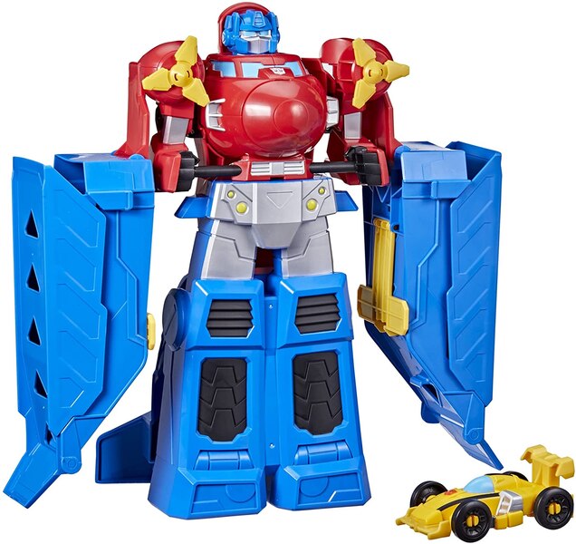 Transformers Optimus Prime Jumbo Jet Wing Racer Playset With 4.5 Inch Bumblebee Racecar Image  (1 of 11)